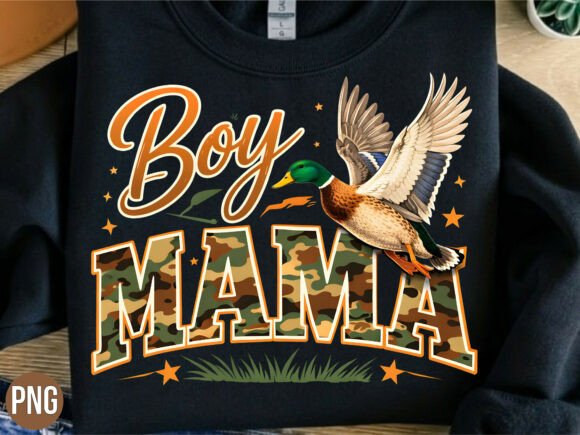 Boy Mama Mallard Duck Camo Logo: Premium PNG Design