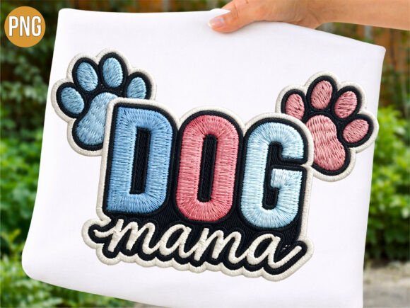Dog Mama Paw Print Patch Design PNG for Creators