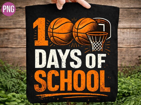 Elevating Creative Projects with High-Resolution 100 Days of School Basketball Sports PNG Designs