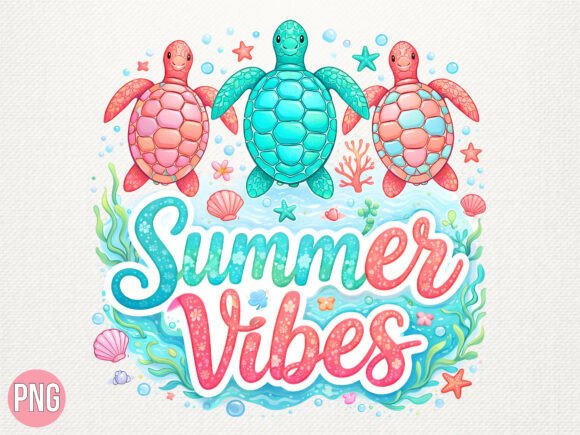 Evaluating the Colorful Summer Vibes Sea Turtle PNG for Professional and Hobbyist Design Work