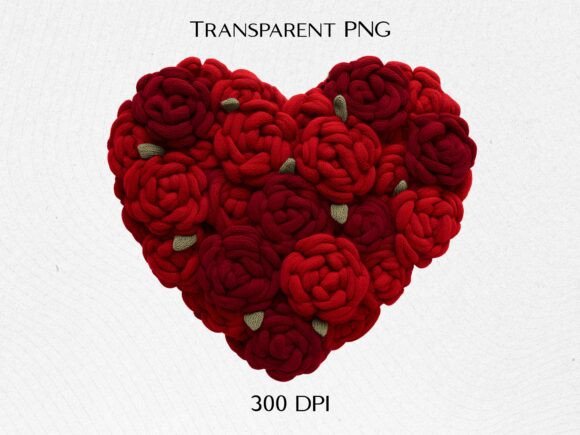 Knitted Rose Heart PNG for Romantic Designs