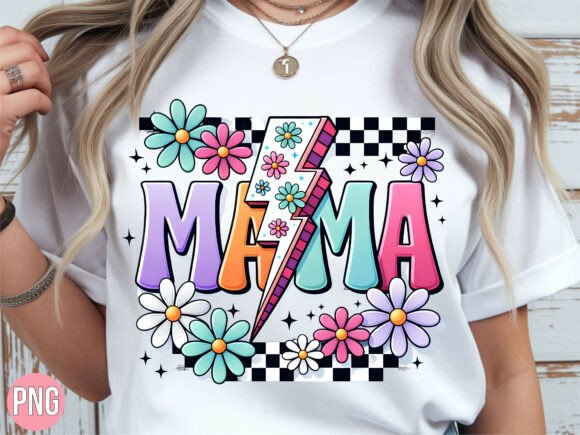 Mama Retro Daisy Floral Lightning PNG Design Guide
