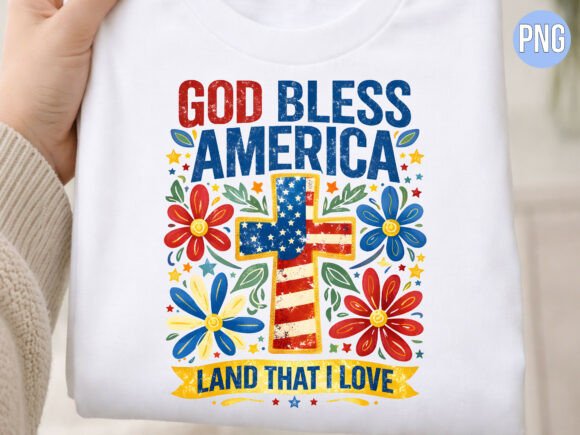 Patriotic God Bless America Flag PNG