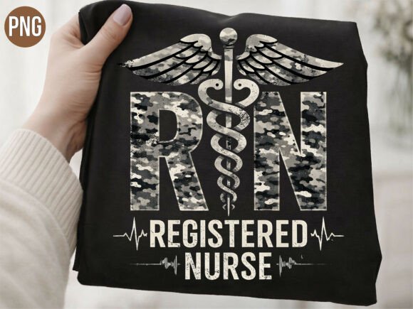 RN Registered Nurse Camo Design PNG for Creators