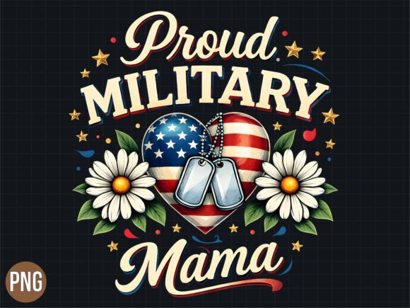Strategic Branding with the Proud Military Mama USA Flag Heart PNG